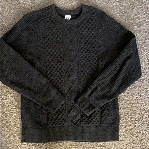 Gap Mens Black Cable Knit Sweater 